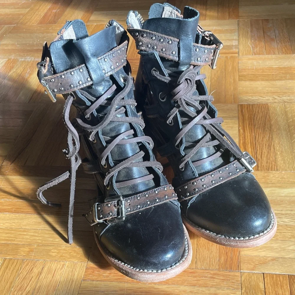 Freebird by Steven Black and Brown Studded Moto Boots - Picture 5 of 5